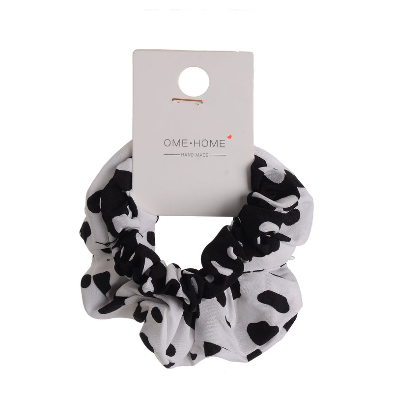 A set of hair scrunchies for women, 2 patterned pieces, white*black