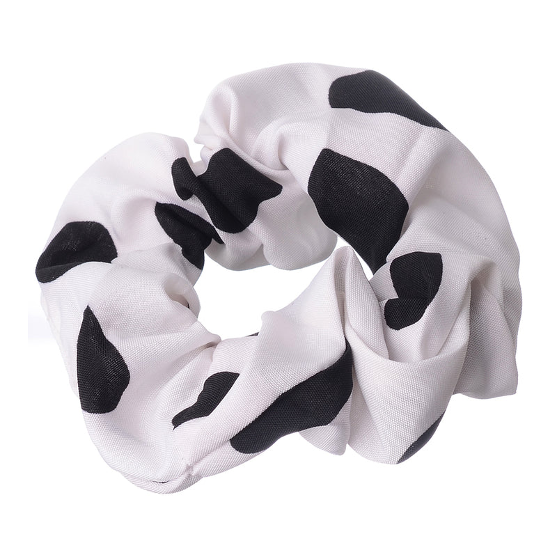 A set of hair scrunchies for women, 2 pieces, patterned in circles, white*black