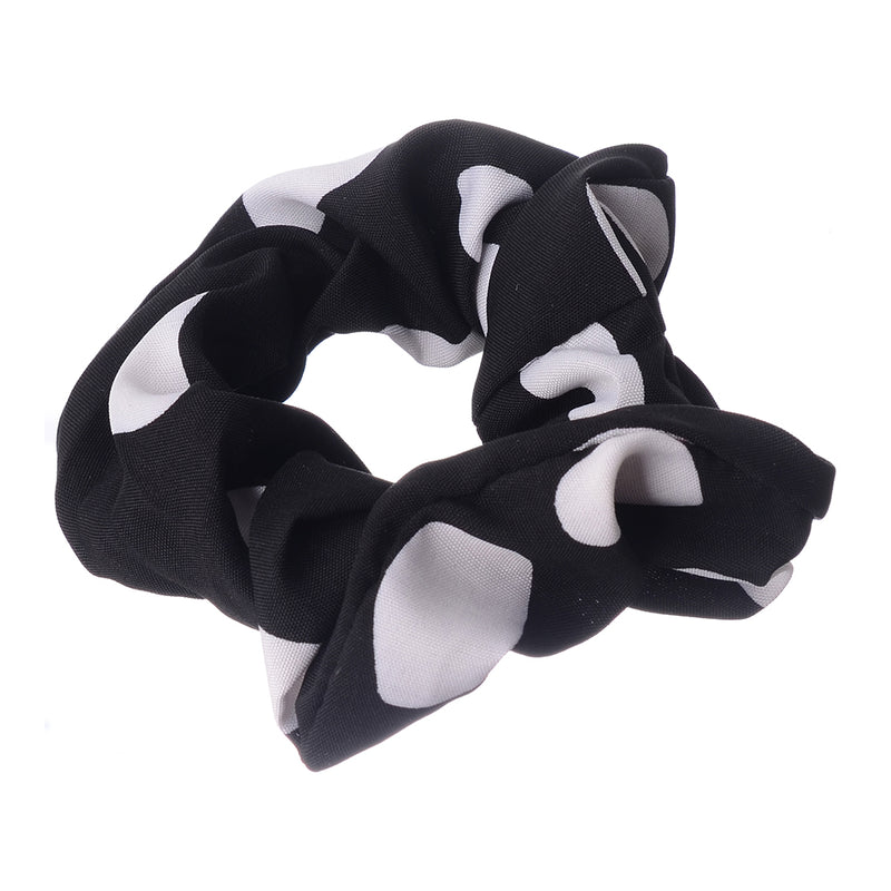 A set of hair scrunchies for women, 2 pieces, patterned in circles, black*white