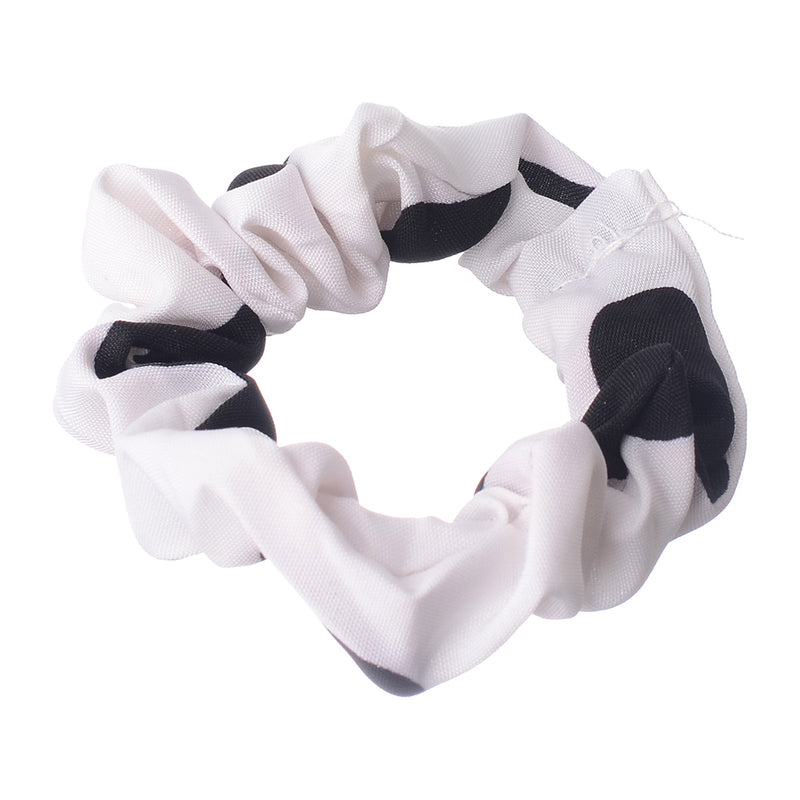 A set of hair scrunchies for women, 2 pieces, patterned in circles, black*white