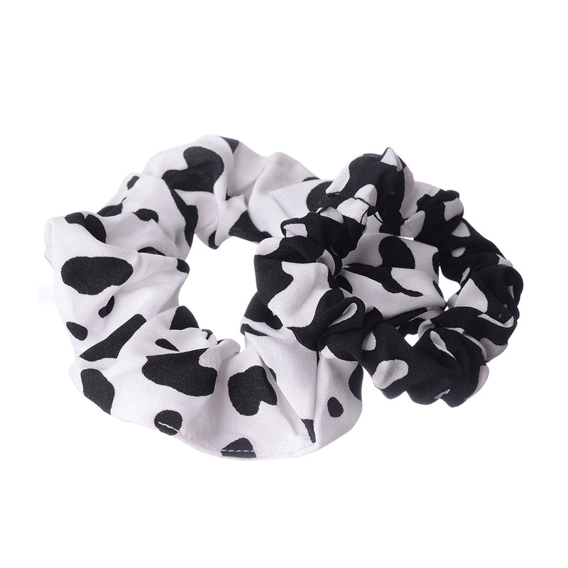 A set of hair scrunchies for women, 2 pieces, engraved with letters, black*white