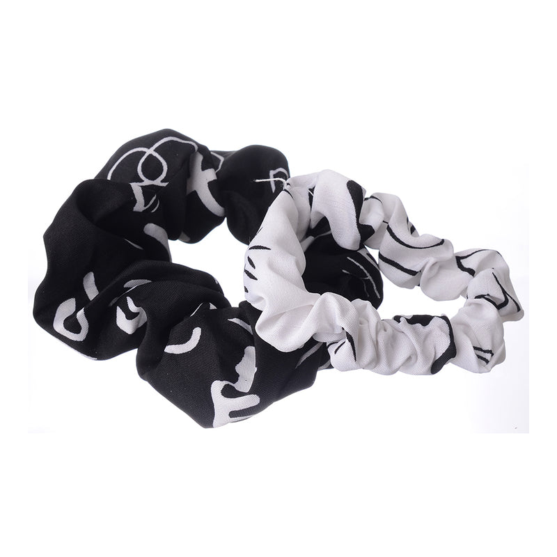 A set of hair scrunchies for women, 2 pieces, engraved with letters, black*white