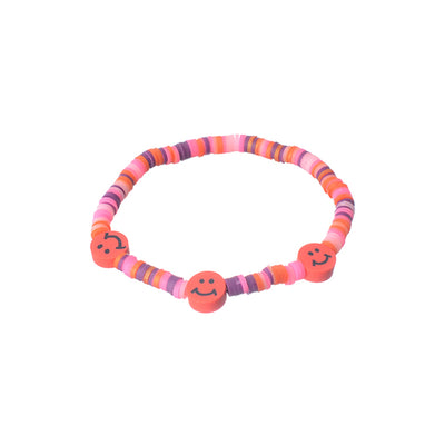 2 bracelets made of beads and rubber (heart and smile)