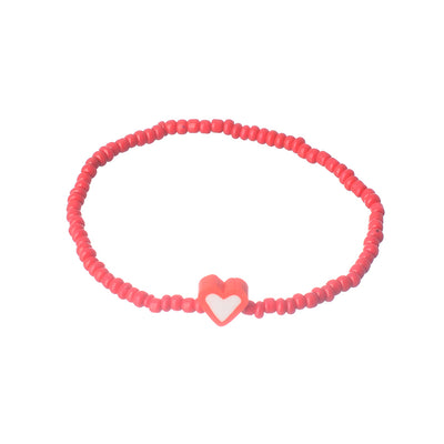 2 bracelets made of beads and rubber (heart and smile)