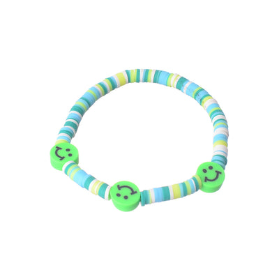 2 bracelets made of beads and rubber (heart and smile)