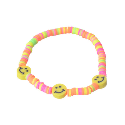 2 bracelets made of beads and rubber (heart and smile)