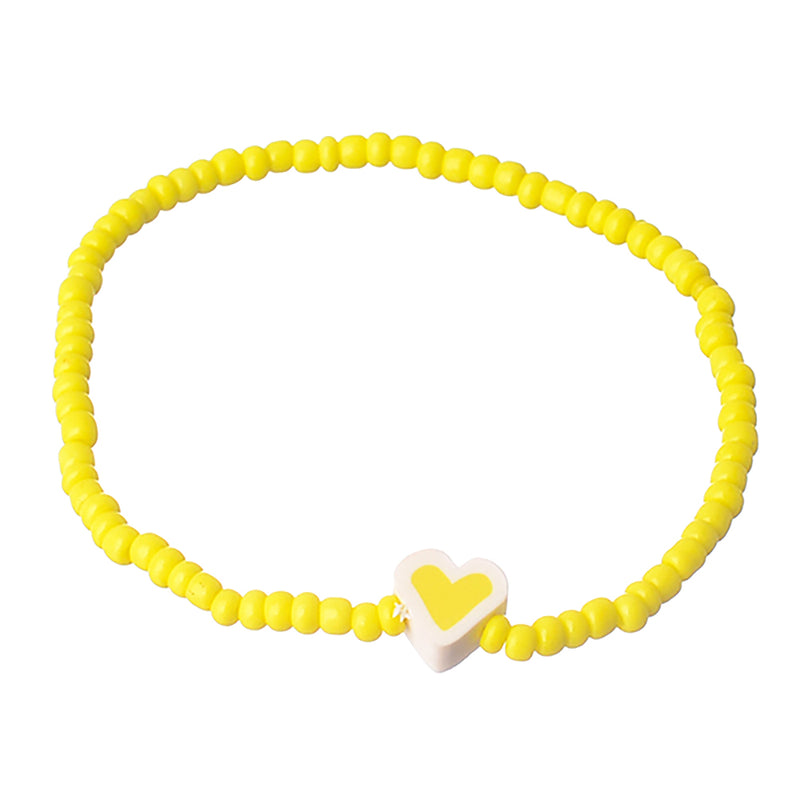 2 bracelets made of beads and rubber (heart and smile)