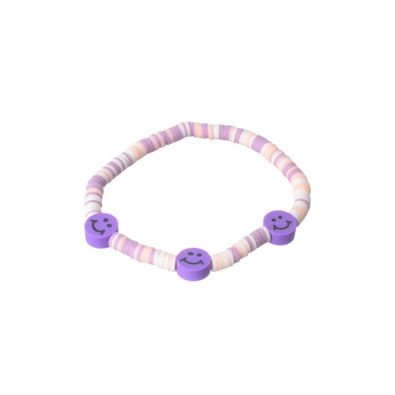 2 bracelets made of beads and rubber (heart and smile)