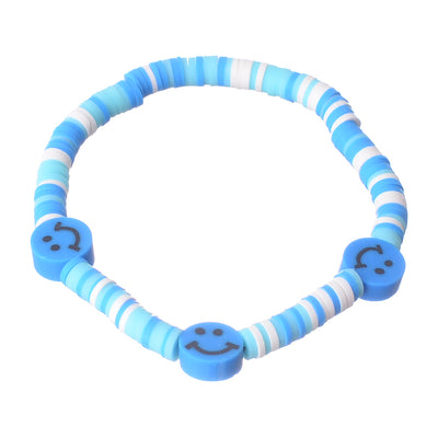 2 bracelets made of beads and rubber (heart and smile)