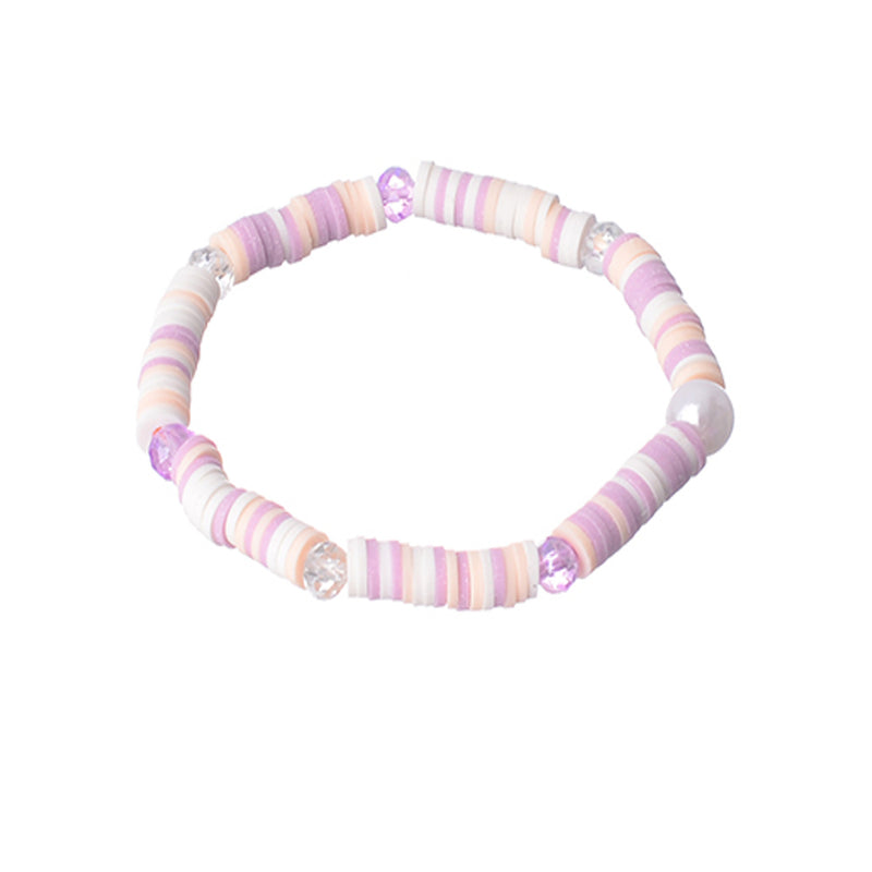 2 elastic bracelets made of multi-colored beads and rubber