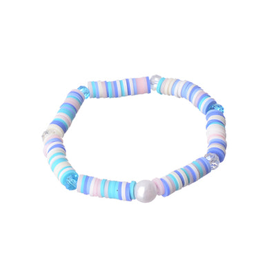 2 elastic bracelets made of multi-colored beads and rubber