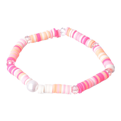 2 elastic bracelets made of multi-colored beads and rubber