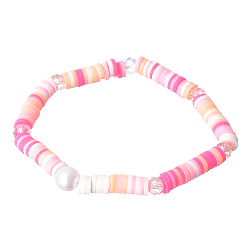 2 elastic bracelets made of multi-colored beads and rubber