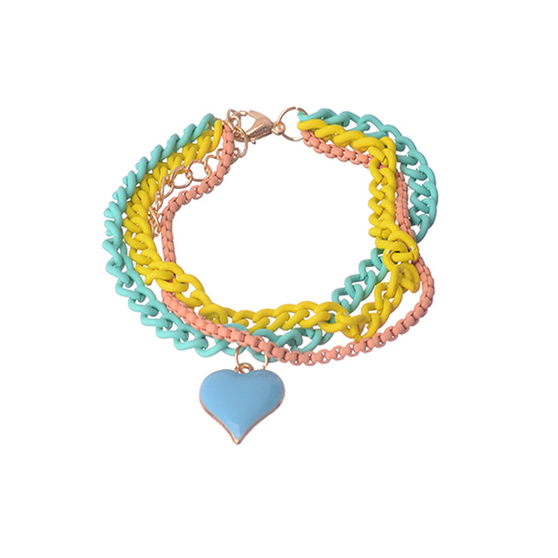 2 wrist bracelets for women with a heart pendant