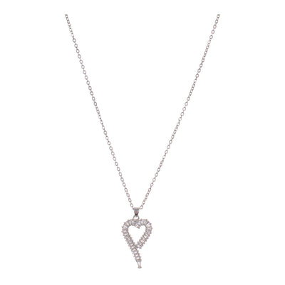 A thin chain with a heart pendant studded with silver lobes