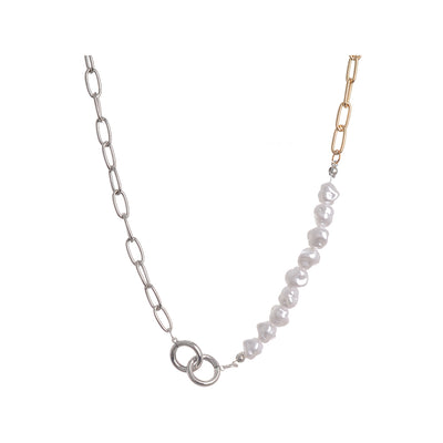 Chain chain with white silver * gold pearls