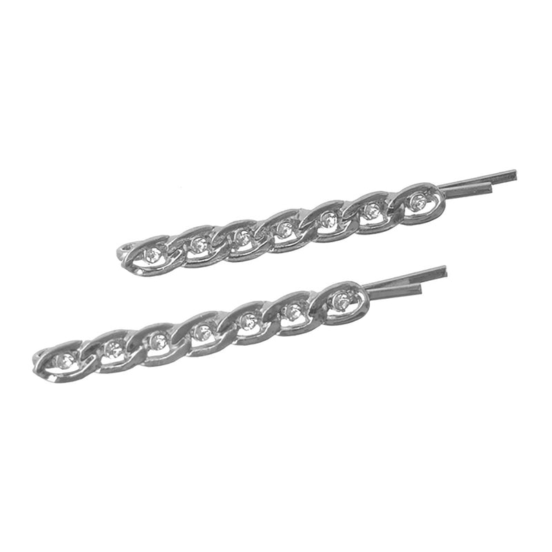 A set of 2-piece hair clips in the shape of a chain studded with lobes