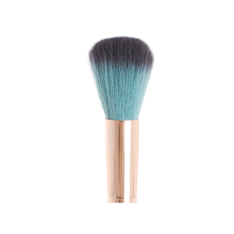 Makeup brush for distributing blush and powder, green x black