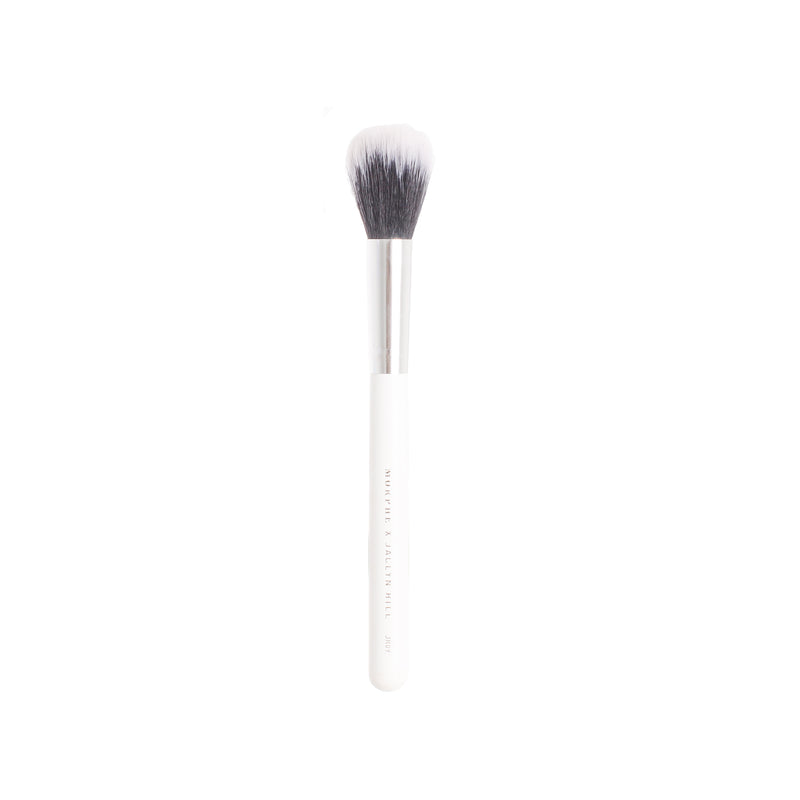 Makeup brush for distributing blush and powder, black x white