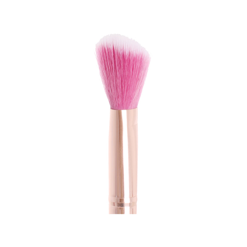 Makeup brush for distributing blush and powder, Fuchsia X, white