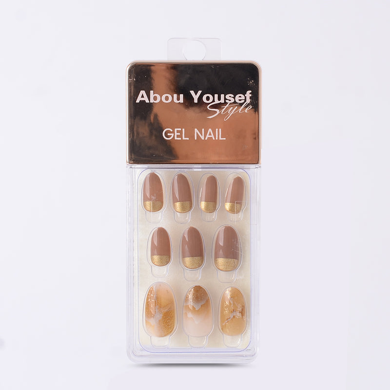 Gel nails, 30 nails, 12 sizes, from Abu Youssef, Kashmir style * gold * cafe 