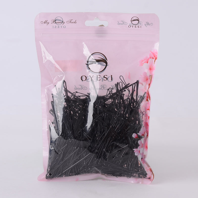 Black metal hair bobby pin set