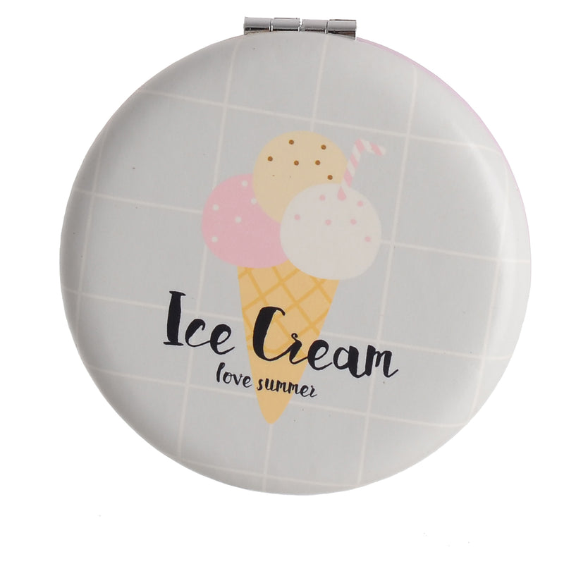 Small pocket mirror, 2×1, ice cream shape, pink*gray, 6 cm