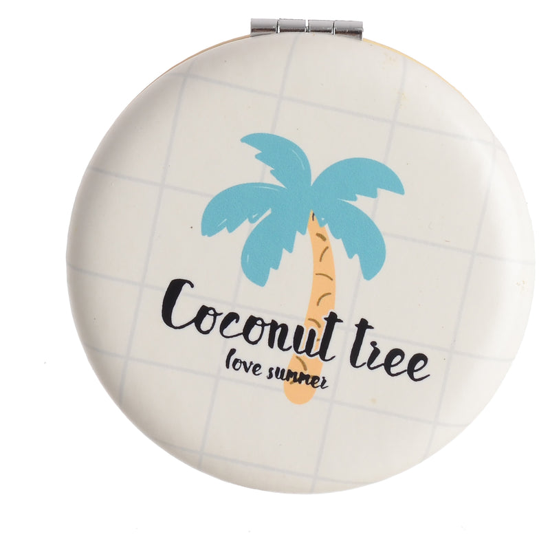 Small pocket mirror, 2 x 1, palm tree shape, off-white * white, 6 cm