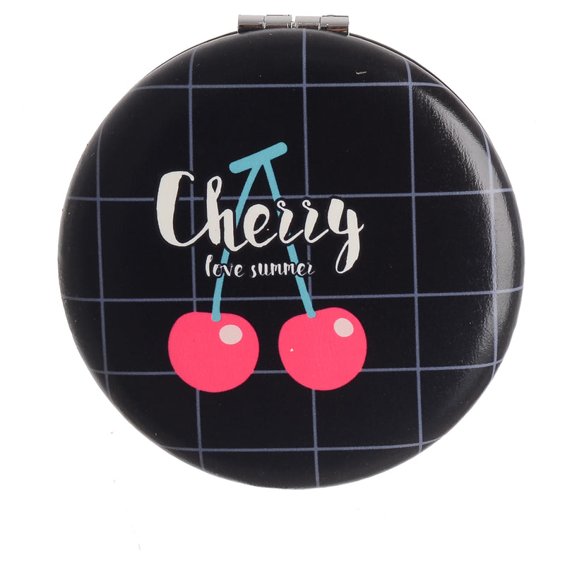 Small pocket mirror, 2 x 1, black cherry shape, 6 cm