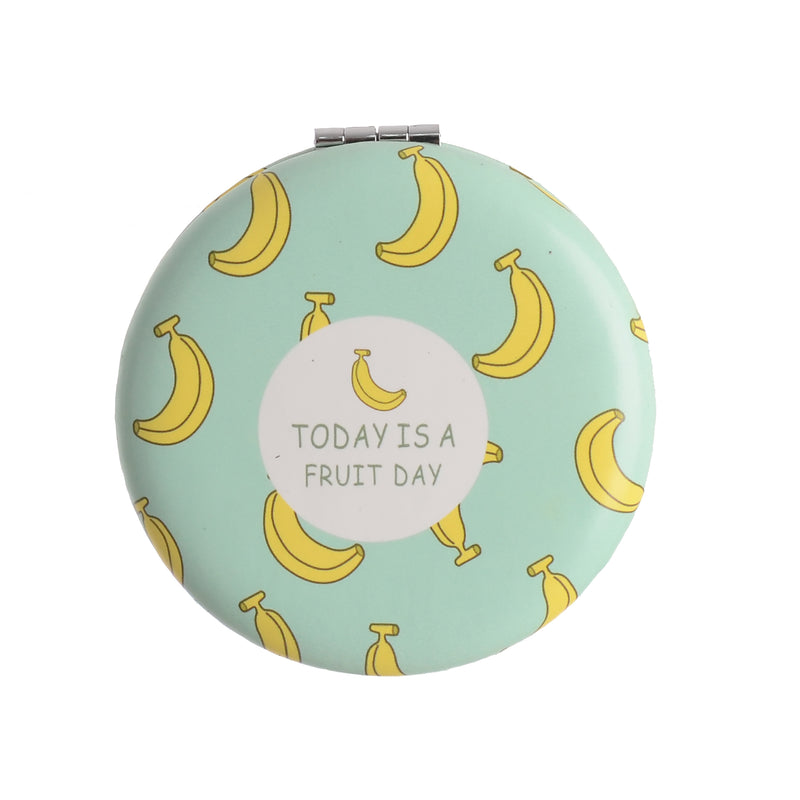 Small pocket mirror, 2 x 1, banana shape, green*yellow, 6 cm