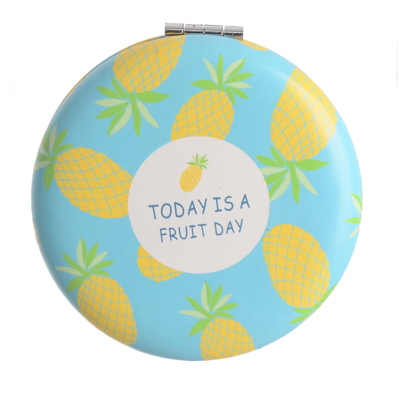 Small pocket mirror, 2×1, pineapple shape, turquoise*yellow, 6 cm