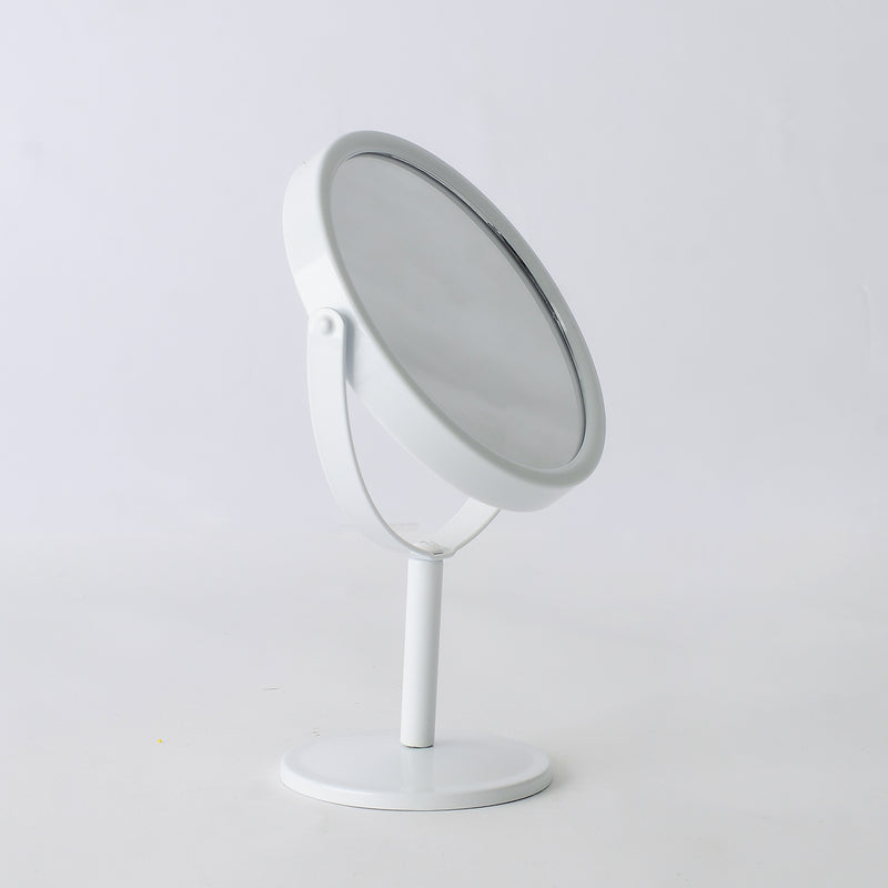 Small white stainless steel stand mirror, 11 cm