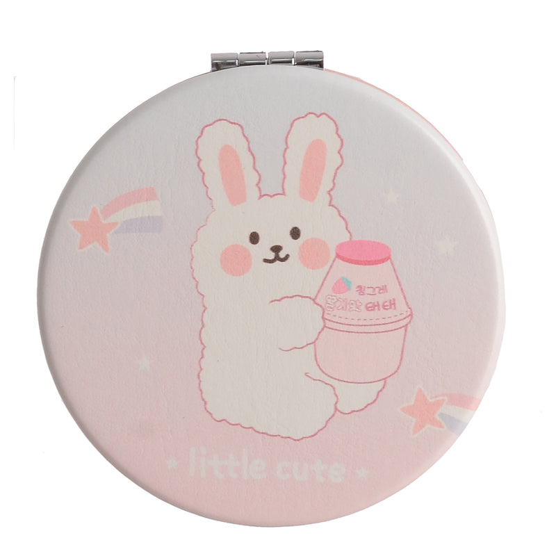 Small pocket mirror, 2 x 1, pink rabbit shape, 6 cm