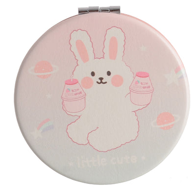 Small pocket mirror, 2 x 1, pink rabbit shape, 6 cm