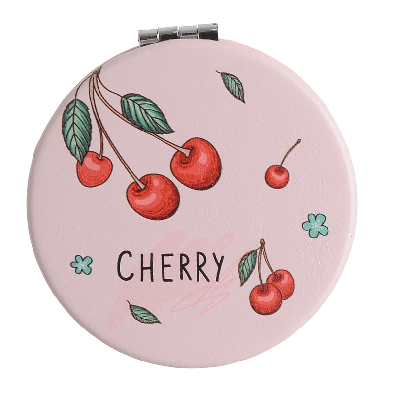 Small pocket mirror, 2 x 1, cherry pink shape, 6 cm