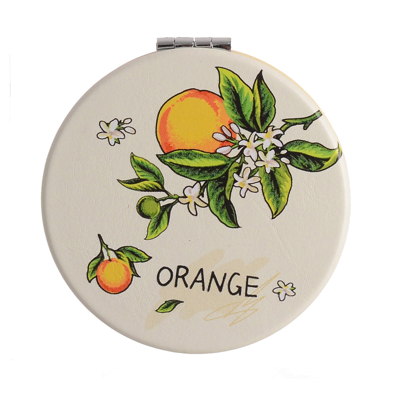 Small pocket mirror, 2 x 1, orange-white shape, 6 cm