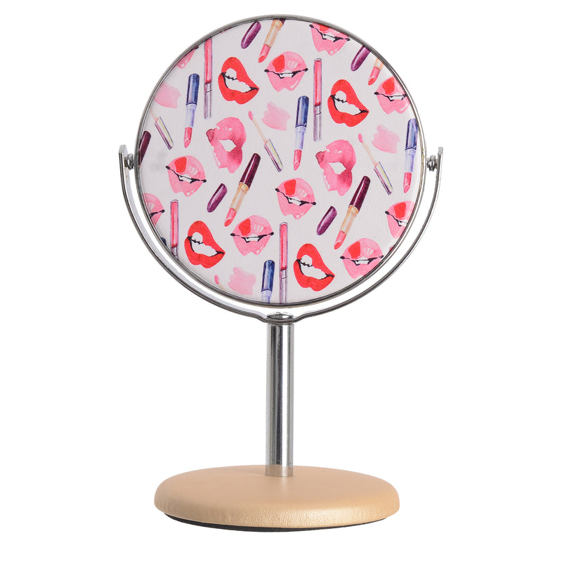 Small stand mirror in the shape of cosmetics, off-white*pink, 8 cm