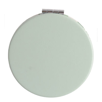 Small pocket mirror, 2 x 1 round, green leaf shape