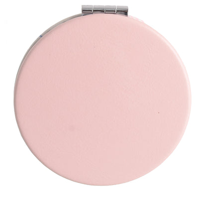 Small pocket mirror, 2×1, circular, leaf-shaped, pink