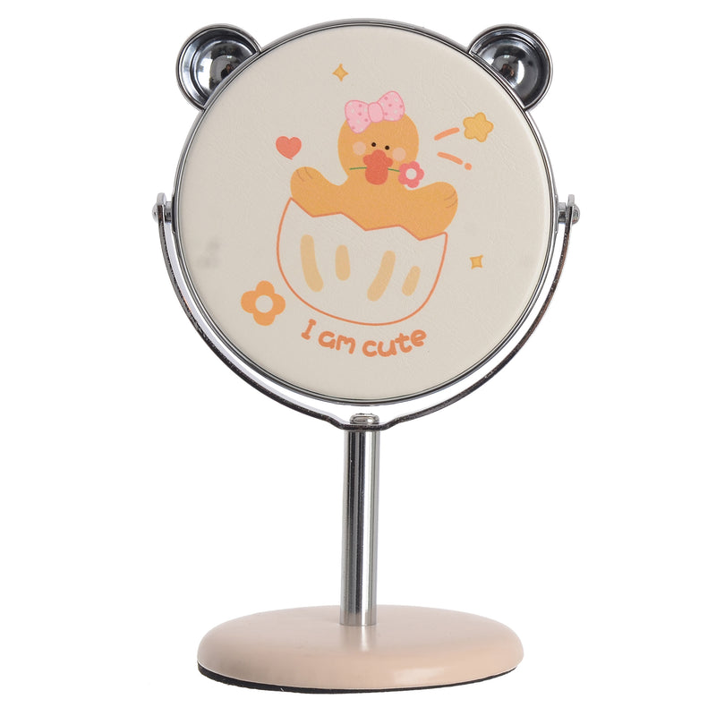 Small stand mirror, 8.5 cm, off-white cat shape