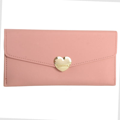 Women's leather wallet with a heart design lock