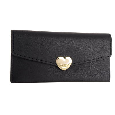 Women's leather wallet with a heart design lock