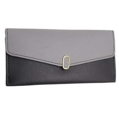 Women's leather wallet with oval lock