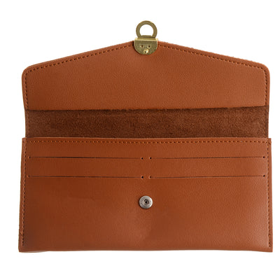 Women's leather wallet with a circle lock