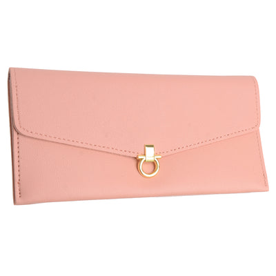 Women's leather wallet with a circle lock