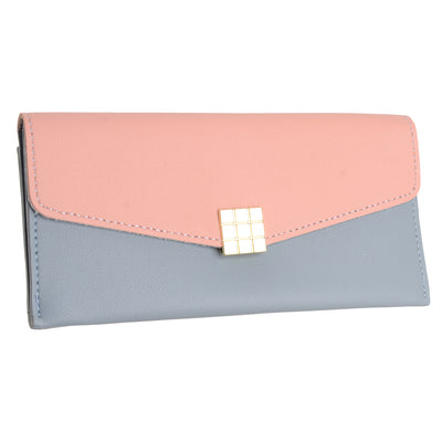 Women's leather wallet with a square lock