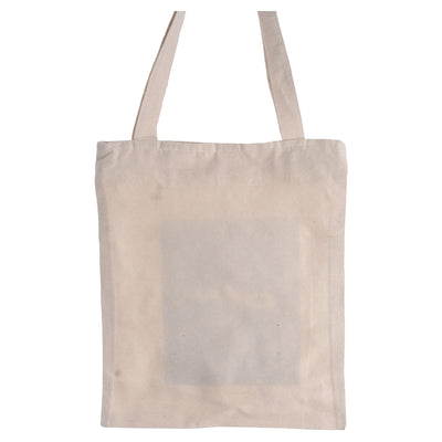 Linen tote bag with zipper, printed with vase decorations, beige colour