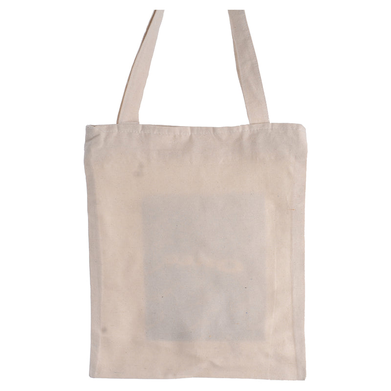 Linen tote bag with zipper, girl print, beige
