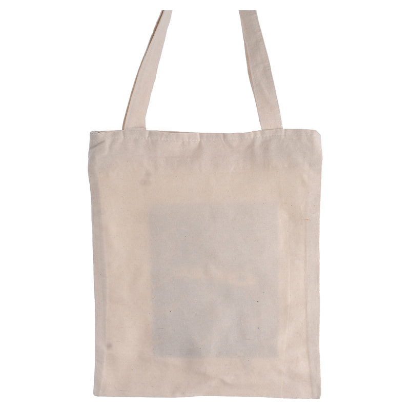 A zippered linen tote bag with a book, mug and cactus print, beige colour
