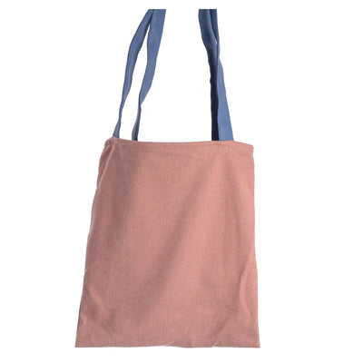 Canvas tote bag with zipper and leather pocket